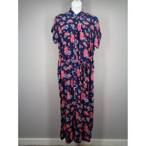 LuLaRoe Supply Floral Button Maxi Shirt Dress Size Large New